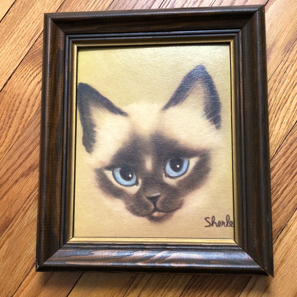 Siamese Sherle Lithograph print, framed.
